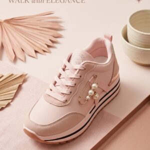 Women’s Blush Pink Pearl Charm Sneakers