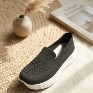Women’s Black Comfort Knit Slip-On Shoes