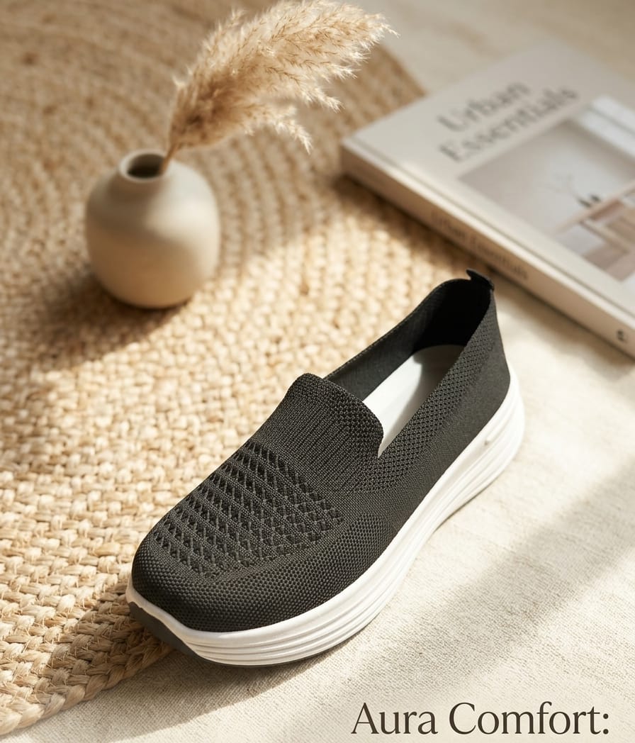 Women’s Black Comfort Knit Slip-On Shoes