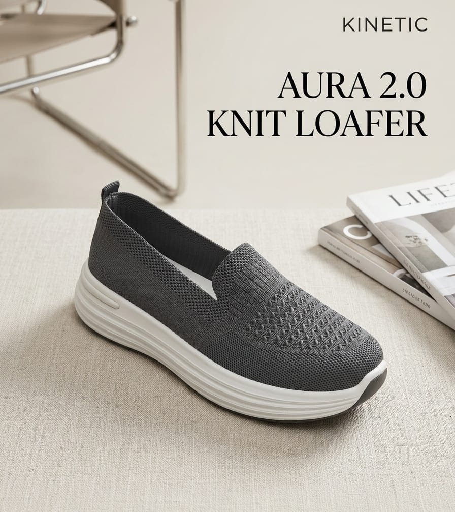 Women’s Black Comfort Knit Slip-On Shoes - Image 9