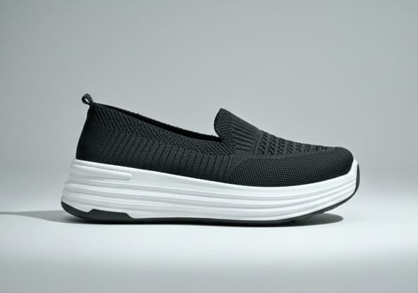 Women’s Black Comfort Knit Slip-On Shoes - Image 18